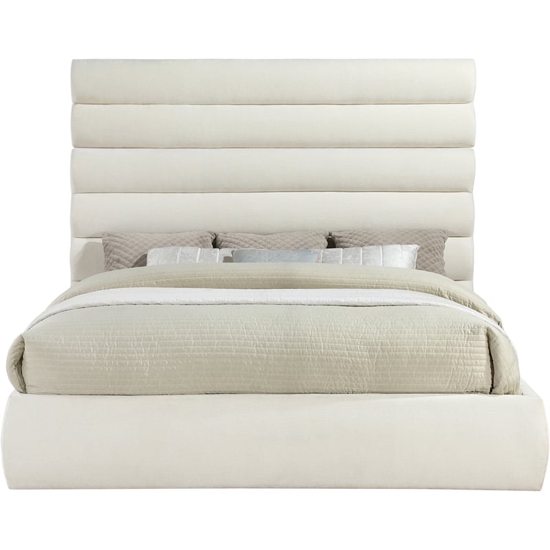 Meridian Furniture Adam Cream Chenille Fabric King Bed