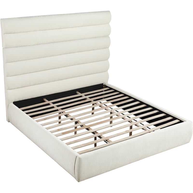 Meridian Furniture Adam Cream Chenille Fabric King Bed