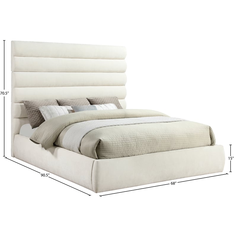 Meridian Furniture Adam Cream Chenille Fabric King Bed