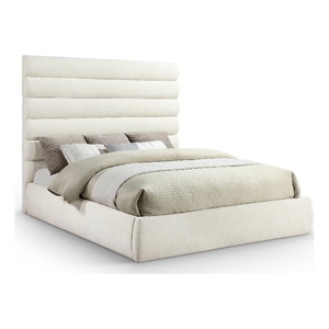 Meridian Furniture Adam Cream Chenille Fabric King Bed