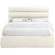 Meridian Furniture Adam Cream Chenille Fabric Queen Bed
