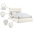 Meridian Furniture Adam Cream Chenille Fabric Queen Bed