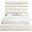 Meridian Furniture Adam Cream Chenille Fabric Queen Bed