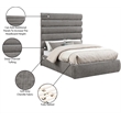 Meridian Furniture Adam Grey Chenille Fabric Full Bed