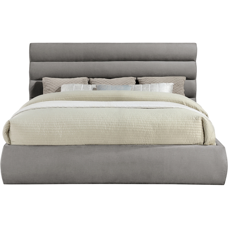 Meridian Furniture Adam Grey Chenille Fabric King Bed