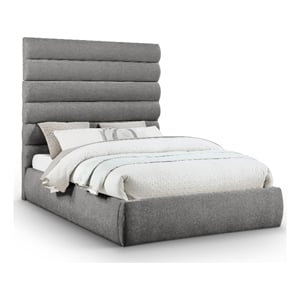 Meridian Furniture Adam Grey Chenille Fabric Queen Bed