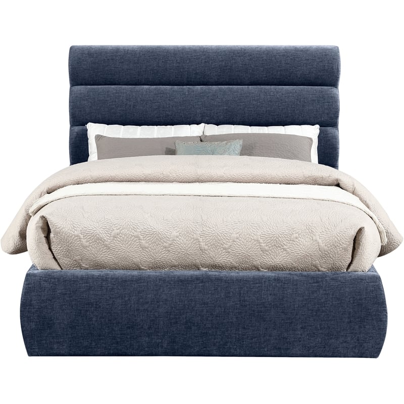 Meridian Furniture Adam Navy Chenille Fabric Full Bed