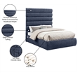 Meridian Furniture Adam Navy Chenille Fabric Full Bed
