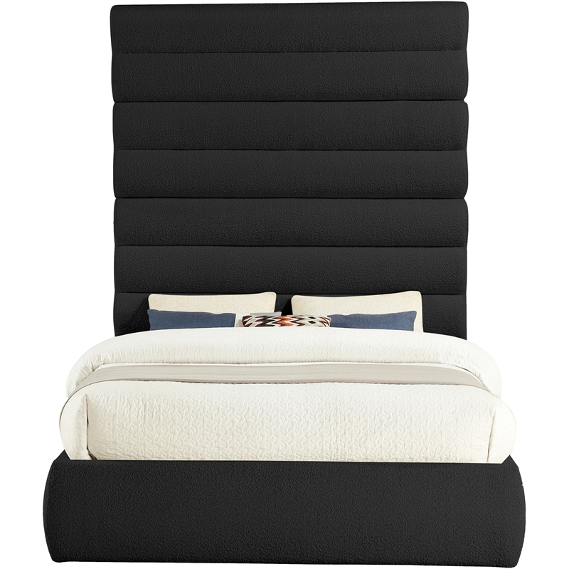 Meridian Furniture Adam Black Boucle Fabric Queen Bed
