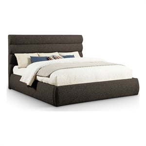 Meridian Furniture Adam Brown Boucle Fabric King Bed