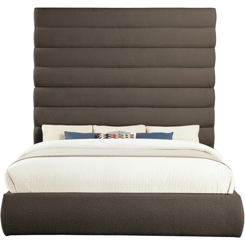 Meridian Furniture Adam Brown Boucle Fabric King Bed
