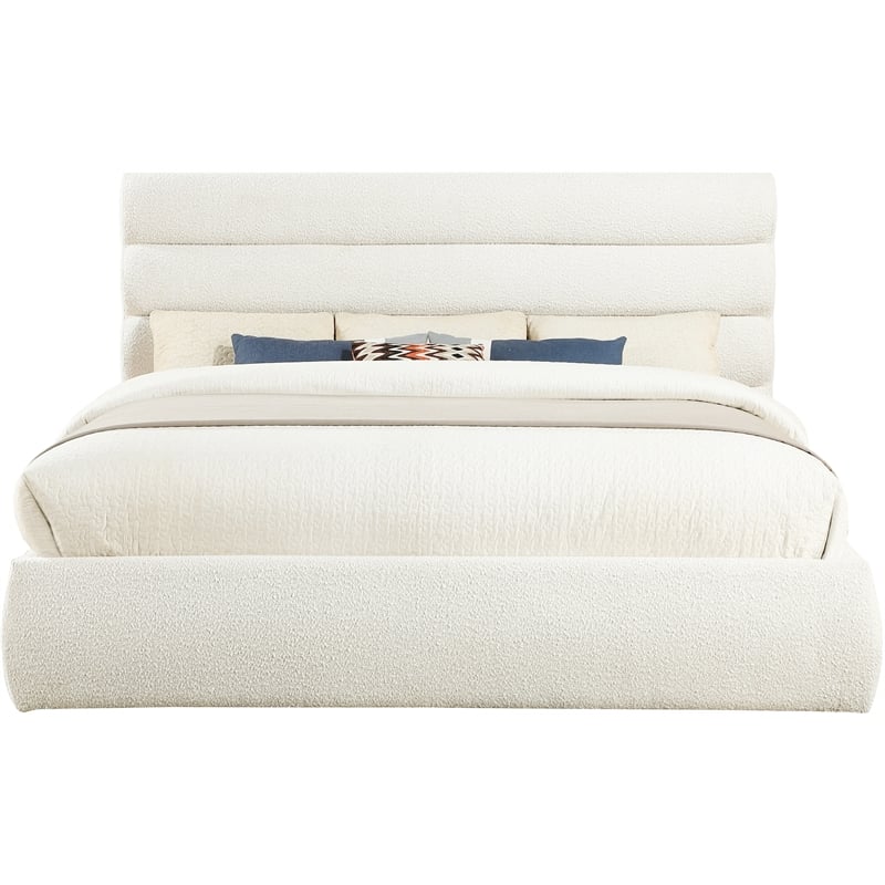 Meridian Furniture Adam Cream Boucle Fabric King Bed