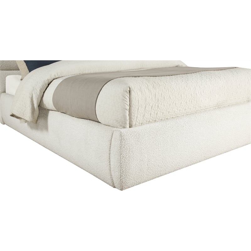 Meridian Furniture Adam Cream Boucle Fabric King Bed