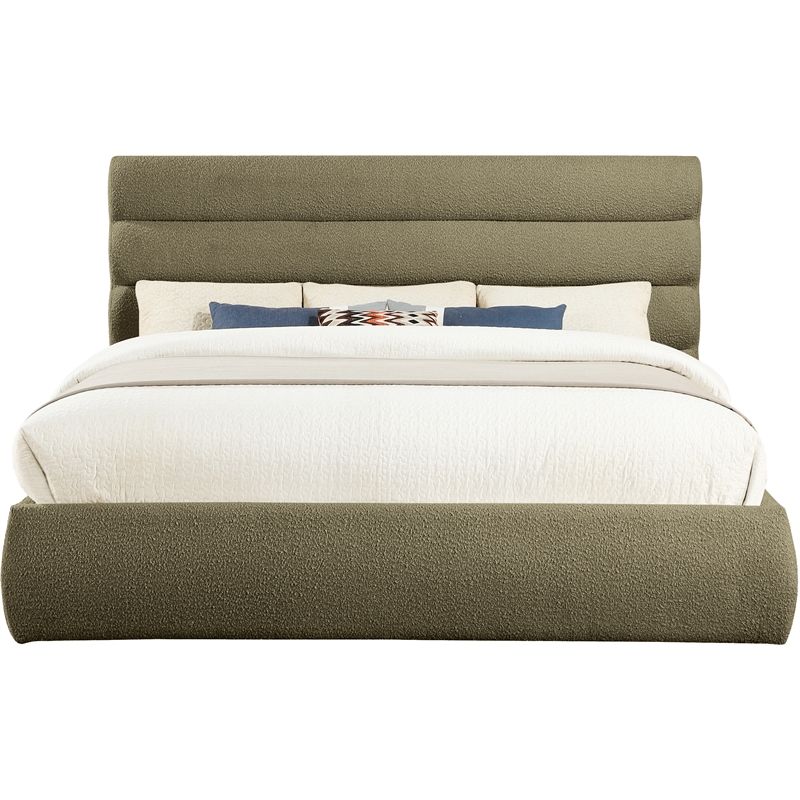 Meridian Furniture Adam Olive Boucle Fabric King Bed