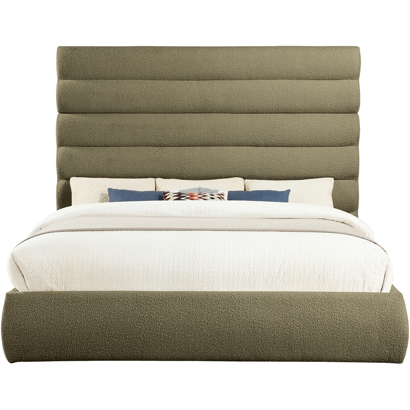 Meridian Furniture Adam Olive Boucle Fabric King Bed