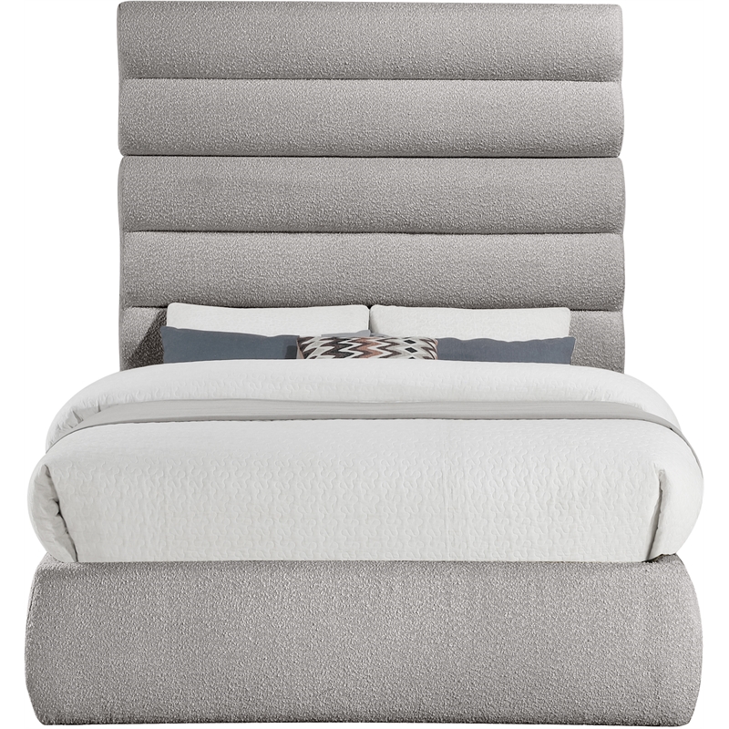 Meridian Furniture Adam Taupe Boucle Fabric Full Bed