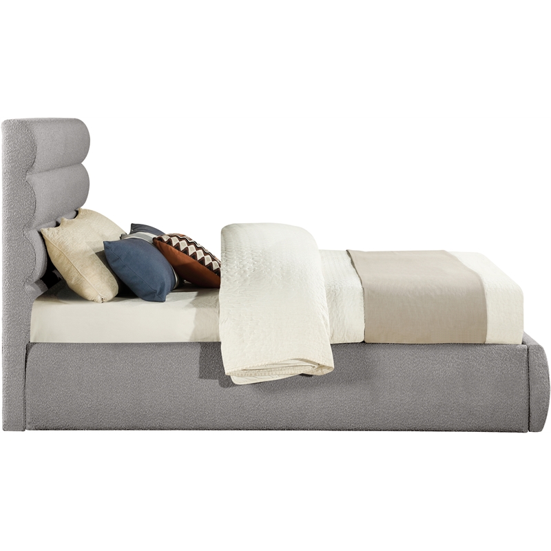 Meridian Furniture Adam Taupe Boucle Fabric Queen Bed