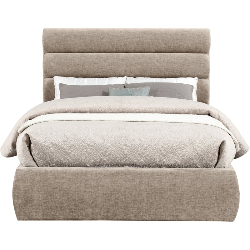 Meridian Furniture Adam Beige Chenille Fabric Full Bed