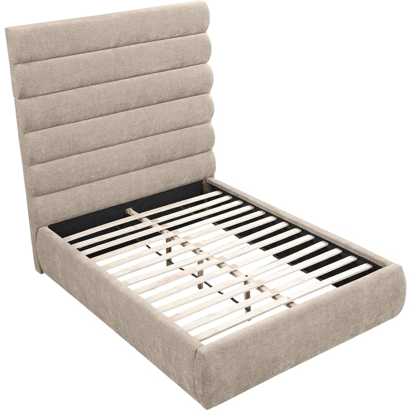Meridian Furniture Adam Beige Chenille Fabric Full Bed