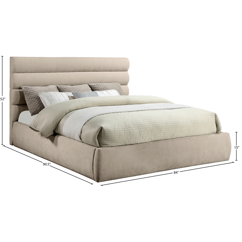 Meridian Furniture Adam Beige Chenille Fabric King Bed