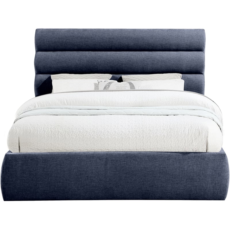 Meridian Furniture Adam Navy Chenille Fabric Queen Bed