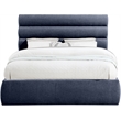 Meridian Furniture Adam Navy Chenille Fabric Queen Bed