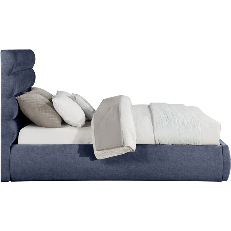 Meridian Furniture Adam Navy Chenille Fabric Queen Bed