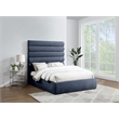 Meridian Furniture Adam Navy Chenille Fabric Queen Bed