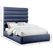 Meridian Furniture Adam Navy Chenille Fabric Queen Bed