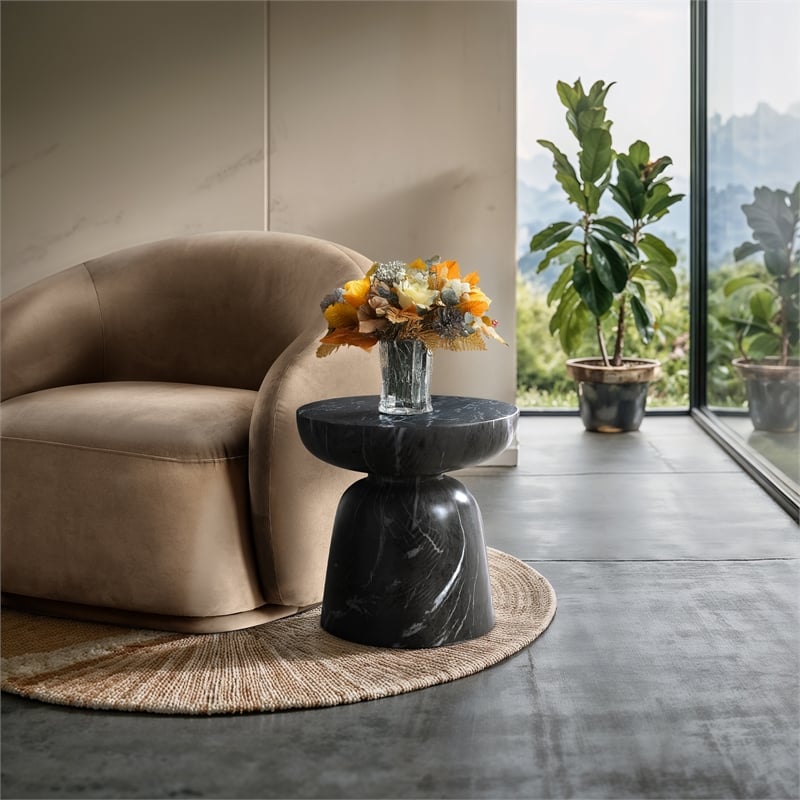 Meridian Furniture Avellino Black Indoor/Outdoor Concrete End Table