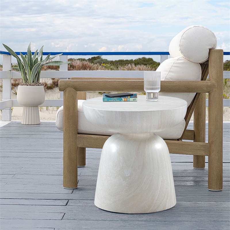 Meridian Furniture Avellino Off White Indoor/Outdoor Concrete End Table