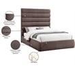 Meridian Furniture Adam Brown Linen Textured Fabric Queen Bed