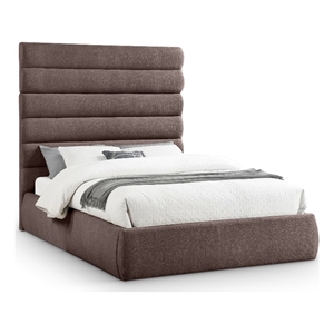 Meridian Furniture Adam Brown Linen Textured Fabric Queen Bed