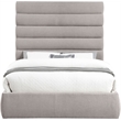 Meridian Furniture Adam Taupe Linen Textured Fabric Queen Bed