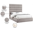 Meridian Furniture Adam Taupe Linen Textured Fabric Queen Bed