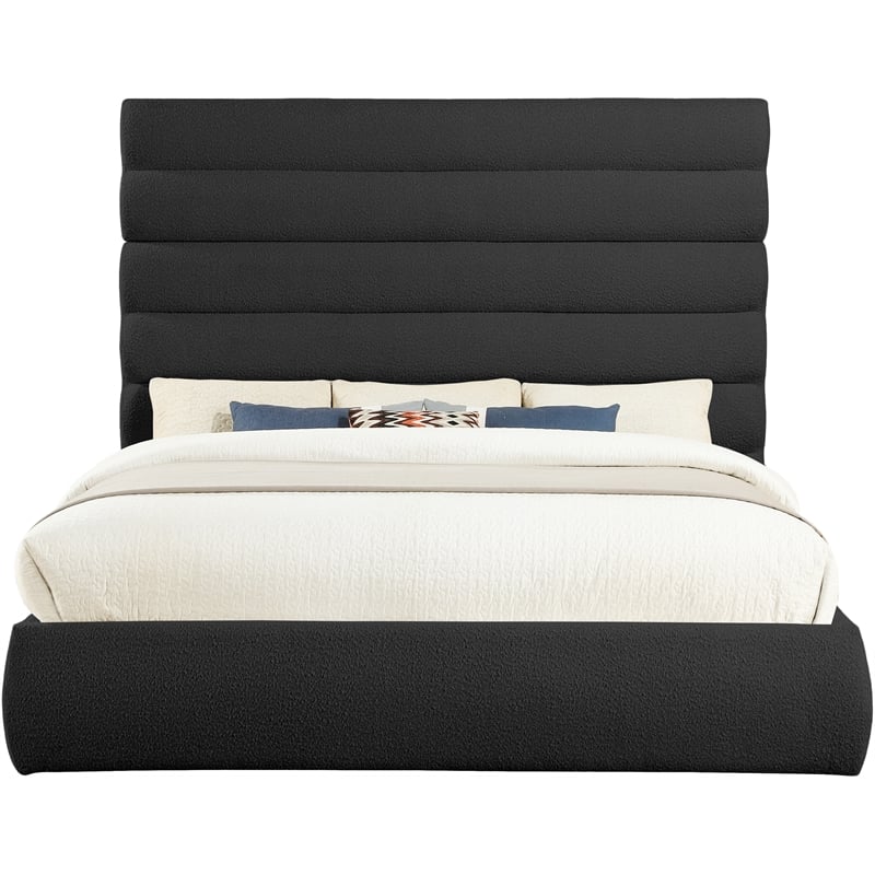 Meridian Furniture Adam Black Boucle Fabric King Bed