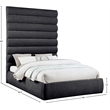 Meridian Furniture Adam Black Chenille Fabric Queen Bed