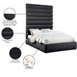 Meridian Furniture Adam Black Chenille Fabric Queen Bed