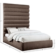 Meridian Furniture Adam Brown Chenille Fabric Queen Bed