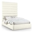 Meridian Furniture Adam Cream Chenille Fabric Queen Bed