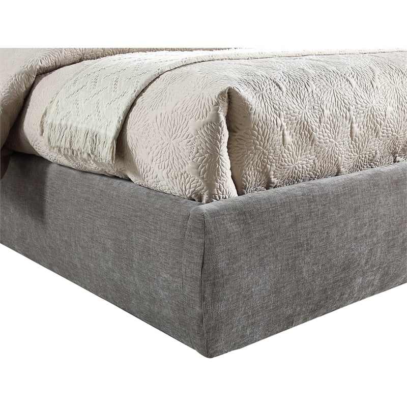 Meridian Furniture Adam Grey Chenille Fabric Full Bed