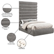Meridian Furniture Adam Grey Chenille Fabric Full Bed