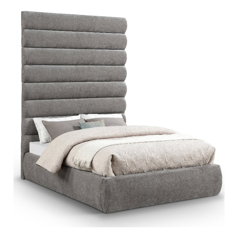 Meridian Furniture Adam Grey Chenille Fabric Full Bed