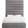 Meridian Furniture Adam Grey Chenille Fabric Queen Bed