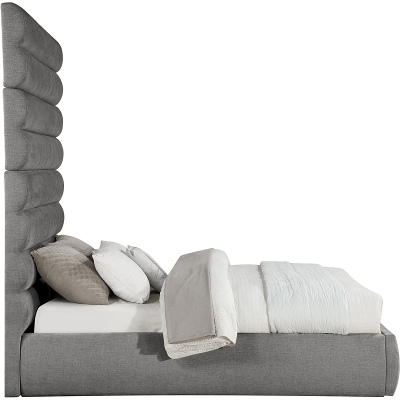 Meridian Furniture Adam Grey Chenille Fabric Queen Bed