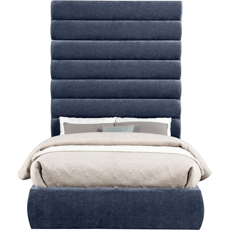 Meridian Furniture Adam Navy Chenille Fabric Full Bed