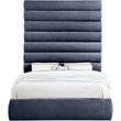 Meridian Furniture Adam Navy Chenille Fabric Queen Bed