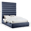 Meridian Furniture Adam Navy Chenille Fabric Queen Bed