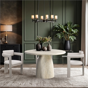 Meridian Furniture Cosenza 48.5&quot Travertine Indoor/Outdoor Concrete Dining Table