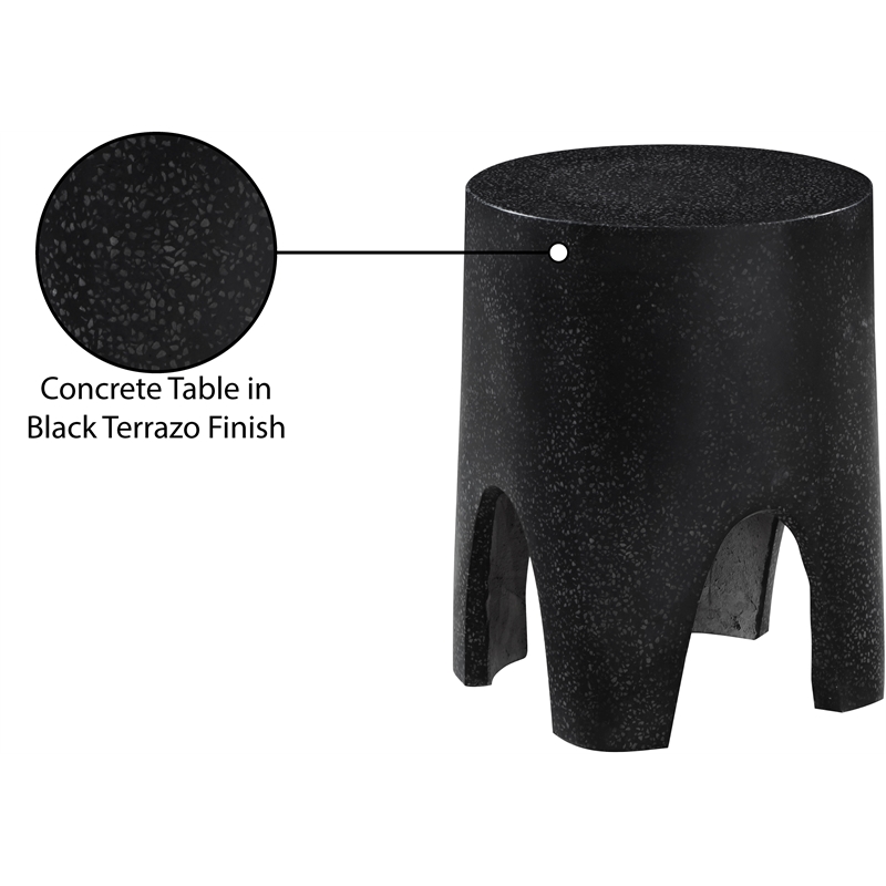 Meridian Furniture Foligno Black Indoor/Outdoor Concrete End Table
